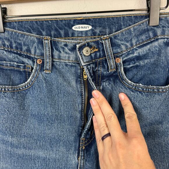 Old Navy Size 8 Sky Hi Straight Extra High Rise 100% Cotton Rigid Jeans - Picture 6 of 7